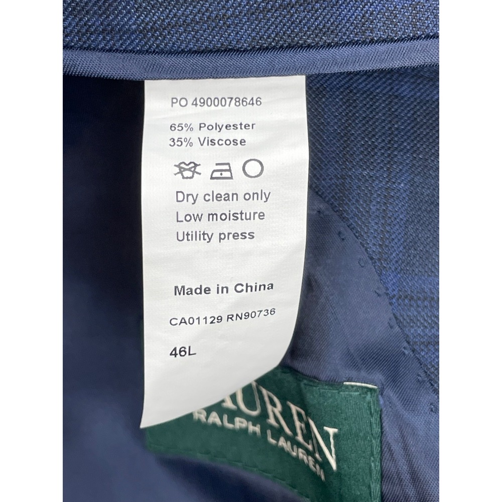 Lauren Ralph Lauren Blazer Mens 46L Blue Plaid Notch Lapel 2 Button Jacket - Picture 6 of 10